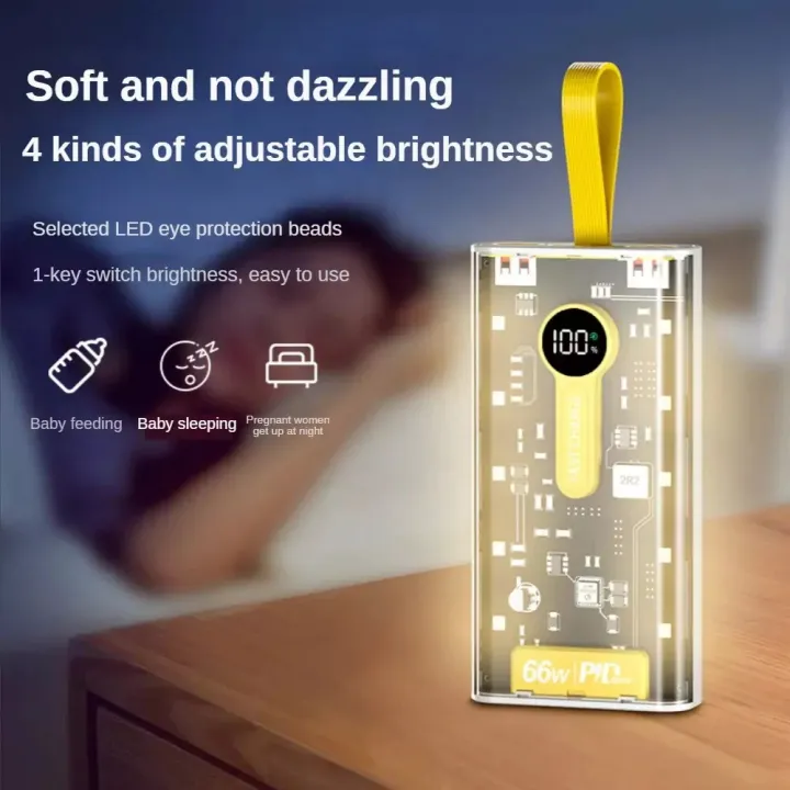 Transparent 66W High-Speed Power Bank 20000mAh – PD 22W Fast Charging Portable Charger with Digital LED Display &amp; Multi-Device Support thumbnail