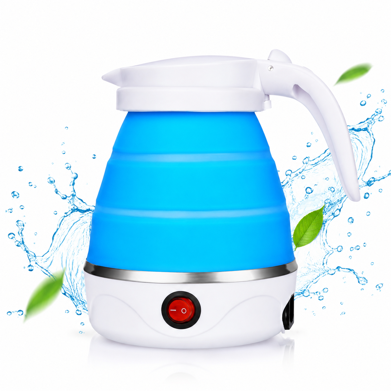 Travelling Folding Kettle 600ml – Portable Silicone Electric Water Boiler with Boil-Dry Protection &amp; Fast Boiling for Camping, Travel &amp; Hotels thumbnail