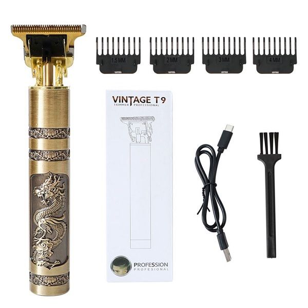 Rechargeable Vintage T9 Hair Clipper &amp; Beard Trimmer – Cordless Stainless Steel Men’s Grooming Kit with USB Charging, 360-Degree Close Shave &amp; 120-Min Battery Life thumbnail
