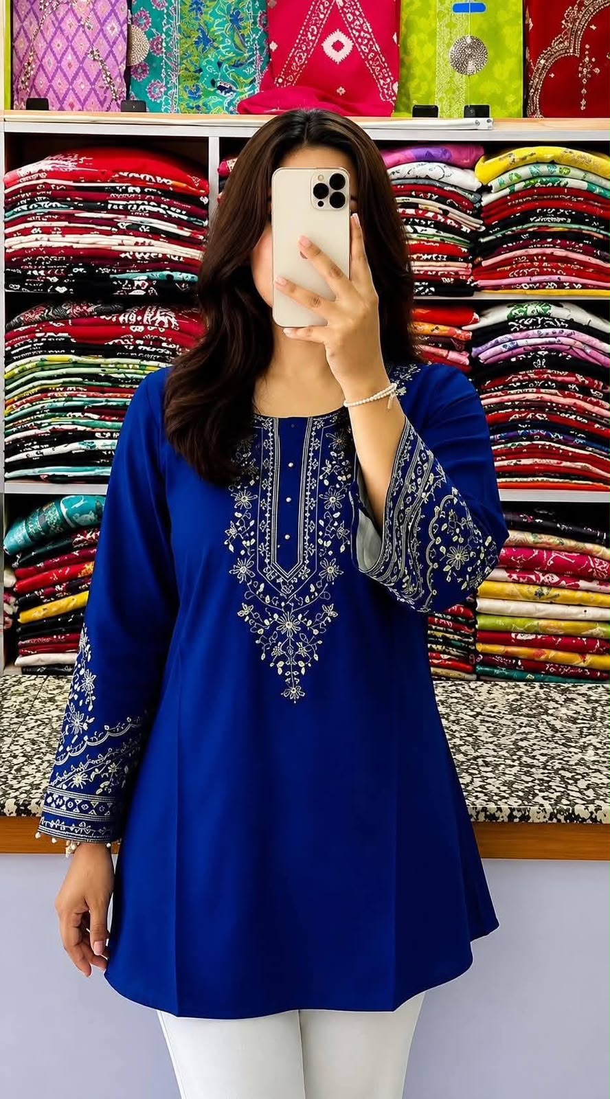 One Piece Ebmroidery Short Kurti thumbnail